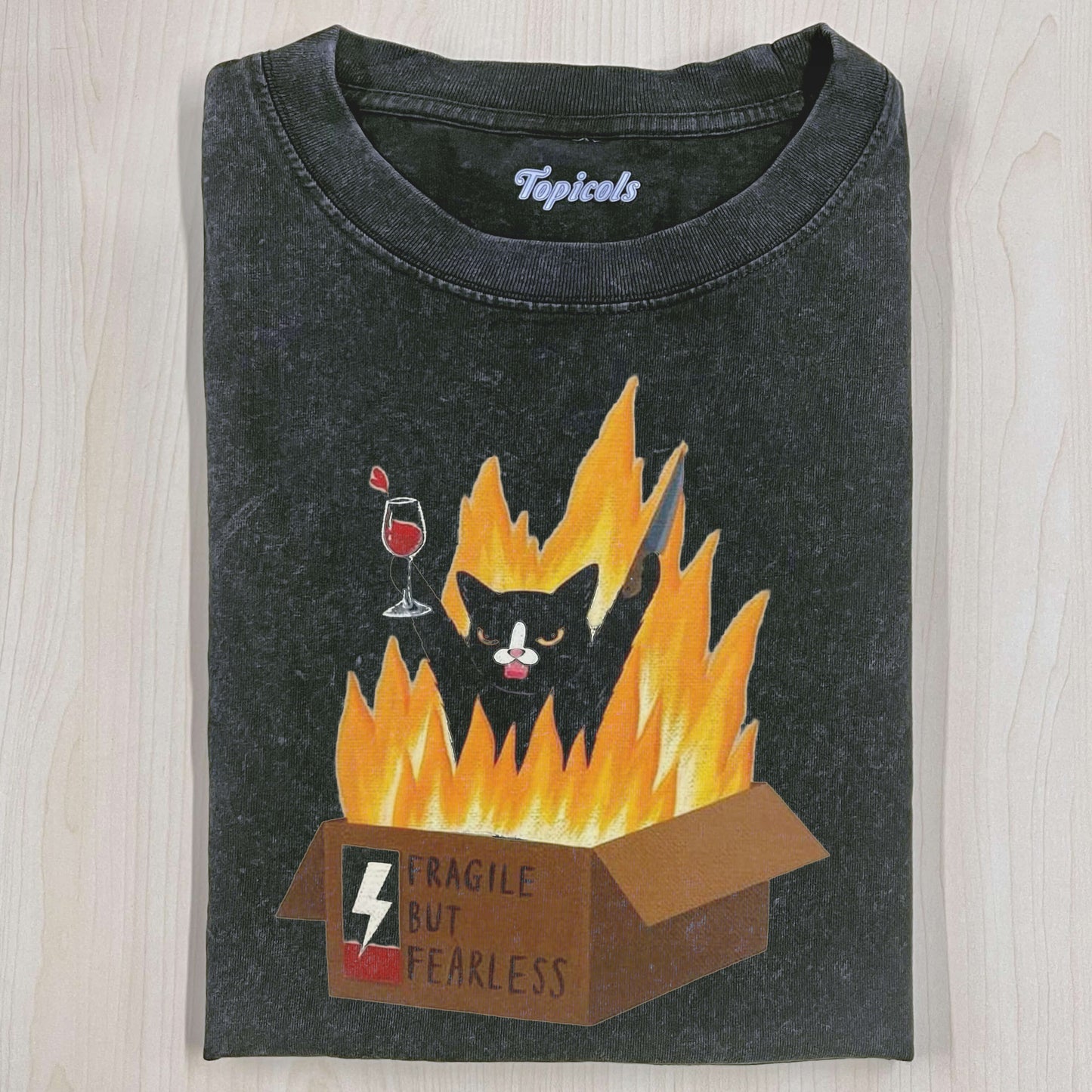 FRAGILE BUT FEARLESS CAT T-SHIRT